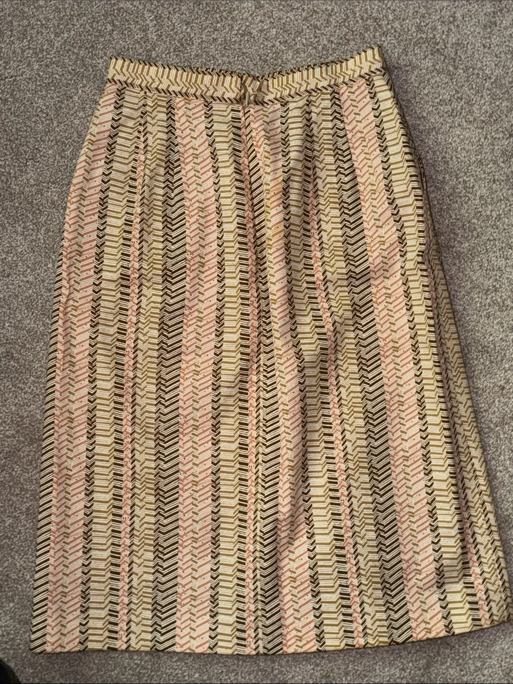 J. Crew Striped Midi Skirt in Pink, Yellow, Black